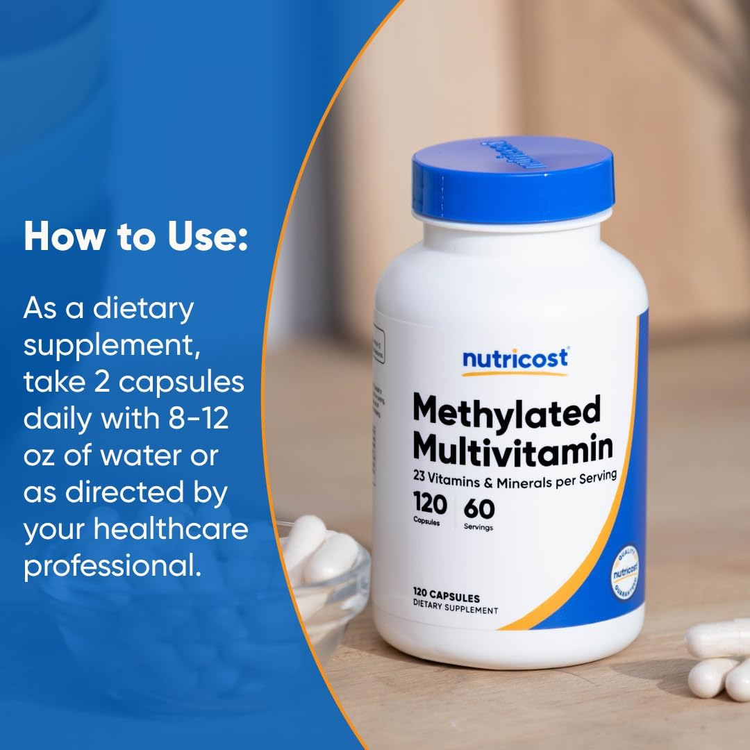 Nutricost Methylated Multivitamin - 23 Essential Vitamins & Minerals, 120 Capsules, 60 Servings, Gluten-Free