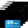 25 Pack Black Letter Size Hanging File Folders with 1/5 Adjustable Tabs - Heavy-Duty Reinforced Filing Folders for Bulky Documents, Office Cabinet Organization