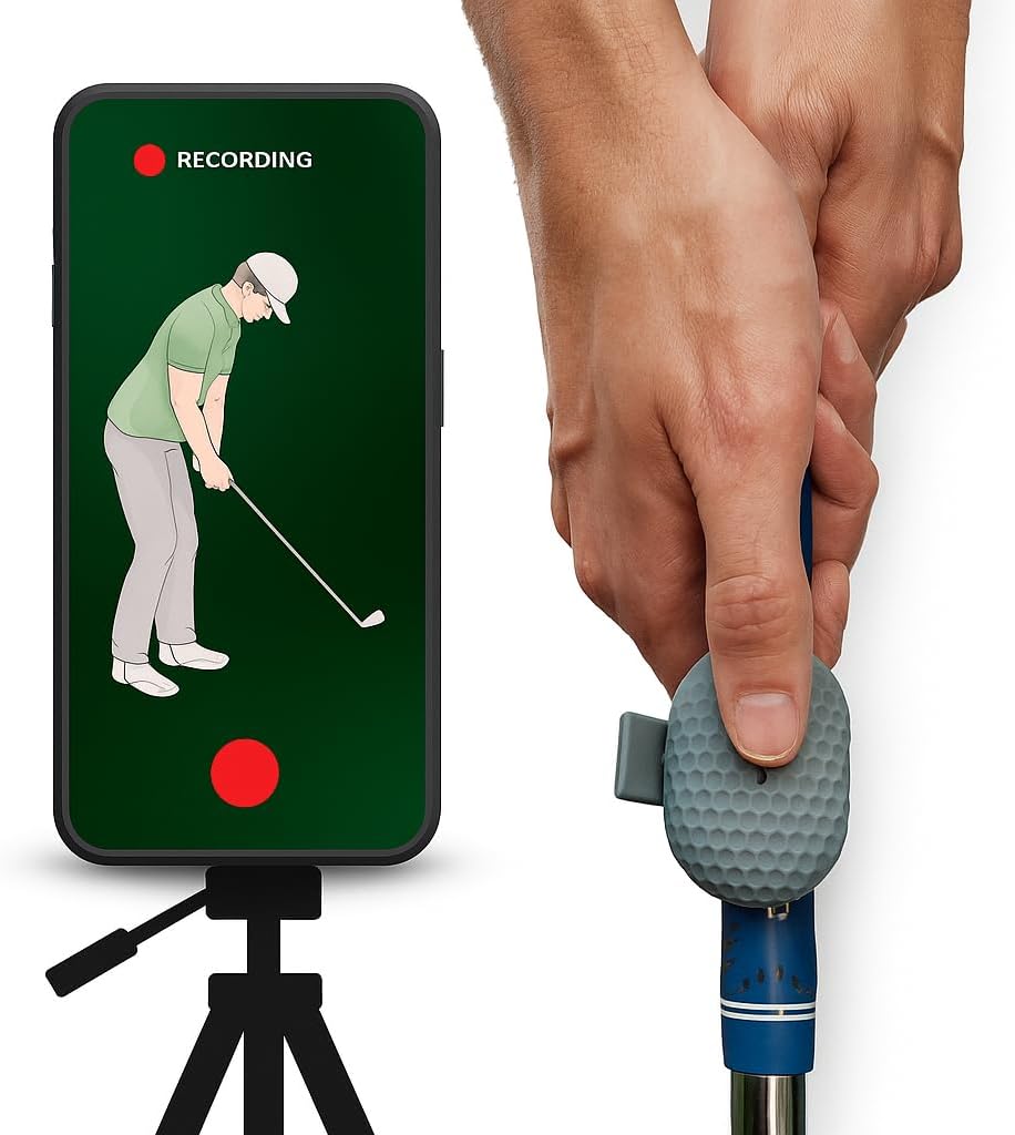 SnapSwing Hands-Free Golf Swing Recorder – Bluetooth Club Grip Mount for Instant Swing Video Recording – Improve Your Game Without a Coach