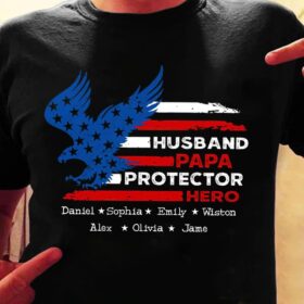 Custom Dad T-Shirt - Personalized Father's Day Gift Featuring Kids Names, Birthday Present for Dad, Papa & Grandpa