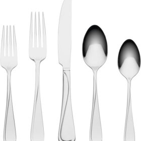 Oneida Soar 65-Piece Stainless Steel Flatware Set for 12 - Mirror Finish Serving Utensils Set