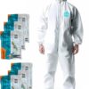 Andes 6-Pack Heavy Duty Disposable Hazmat Suit - Full Body Coveralls with Hood, Elastic Wrists & Ankles, White Paint & Lab Protective Wear