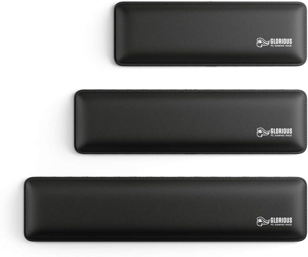 Glorious Compact Wrist Rest - 12x4 Inch Ergonomic Keyboard Wrist Pad with Stitched Edges, Non-Slip Rubber Base | 25mm Thick Memory Foam for 60%/75% Mechanical Keyboards