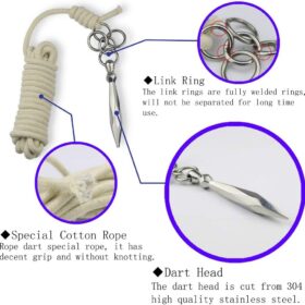 PHYSKOW Professional Rope Dart & Meteor Hammer Set - Traditional Chinese Kung Fu Martial Arts Training Equipment with Stainless Steel Head