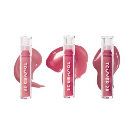 Tower 28 ShineOn Lip Gloss Jelly Set - 3-Piece Hydrating Tinted Lip Balm Collection - Non-Sticky High-Shine Jelly Formula for Sensitive Lips - Pistachio Nude Pink, Coconut Rosy Pink, Sesame Soft Mauve