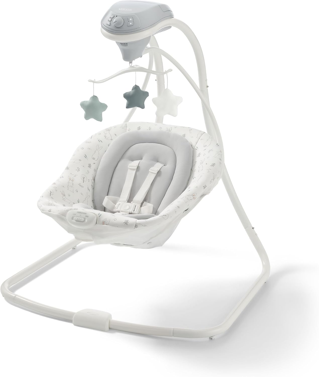 Graco Simple Sway Baby Swing: Portable Compact Swing with 6 Speeds, Vibration & 15 Soothing Sounds
