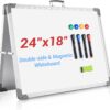 Portable Magnetic Whiteboard 24x18 inch - Foldable Double-Sided Desktop Easel with Marker Set for Office, Classroom & Homeschool