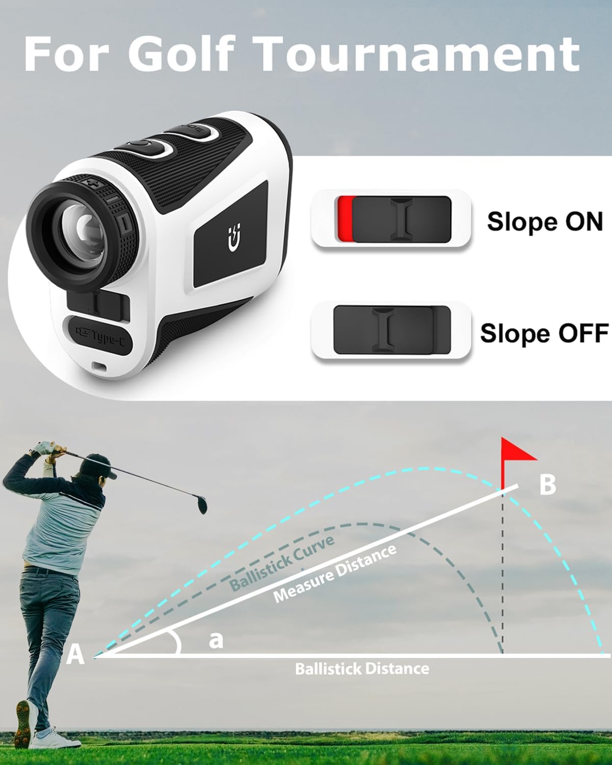X1 Golf Rangefinder with Slope - 660/1100 YDS Laser Range Finder for Golf & Hunting, Rechargeable Distance Measurer with Flag Lock, 6X Magnification, IP54 Water Resistant