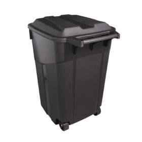 45 Gallon Heavy-Duty Wheeled Trash Can with Locking Lid - Large Outdoor/Indoor Waste Container with Handle