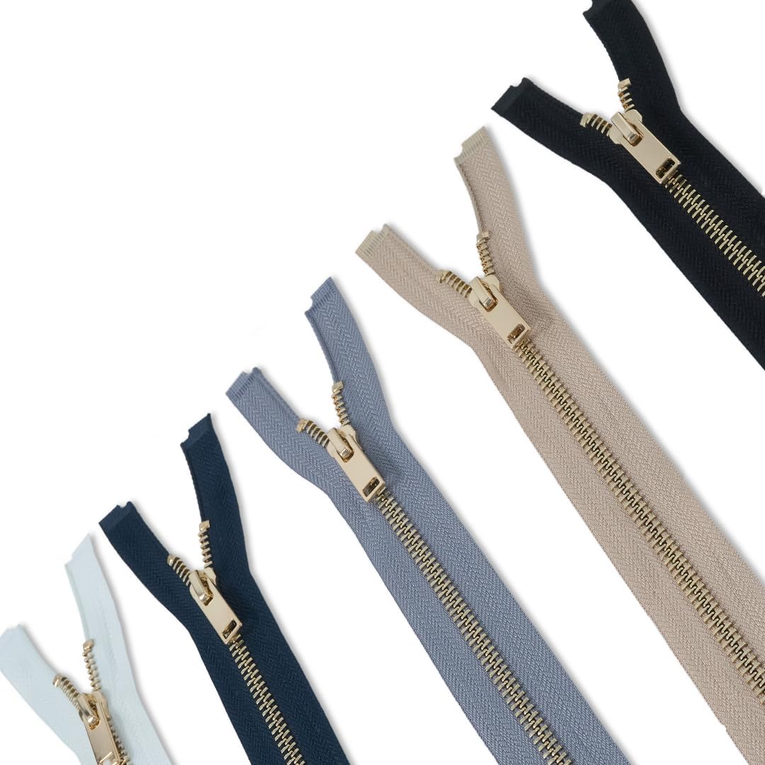 HKK Premium #5 Metal Separating Zippers - 28 Inch 5-Pack for Leather Jackets, Coats & Heavy Duty Sewing Projects (Copper Teeth, OEKO-TEX Certified)