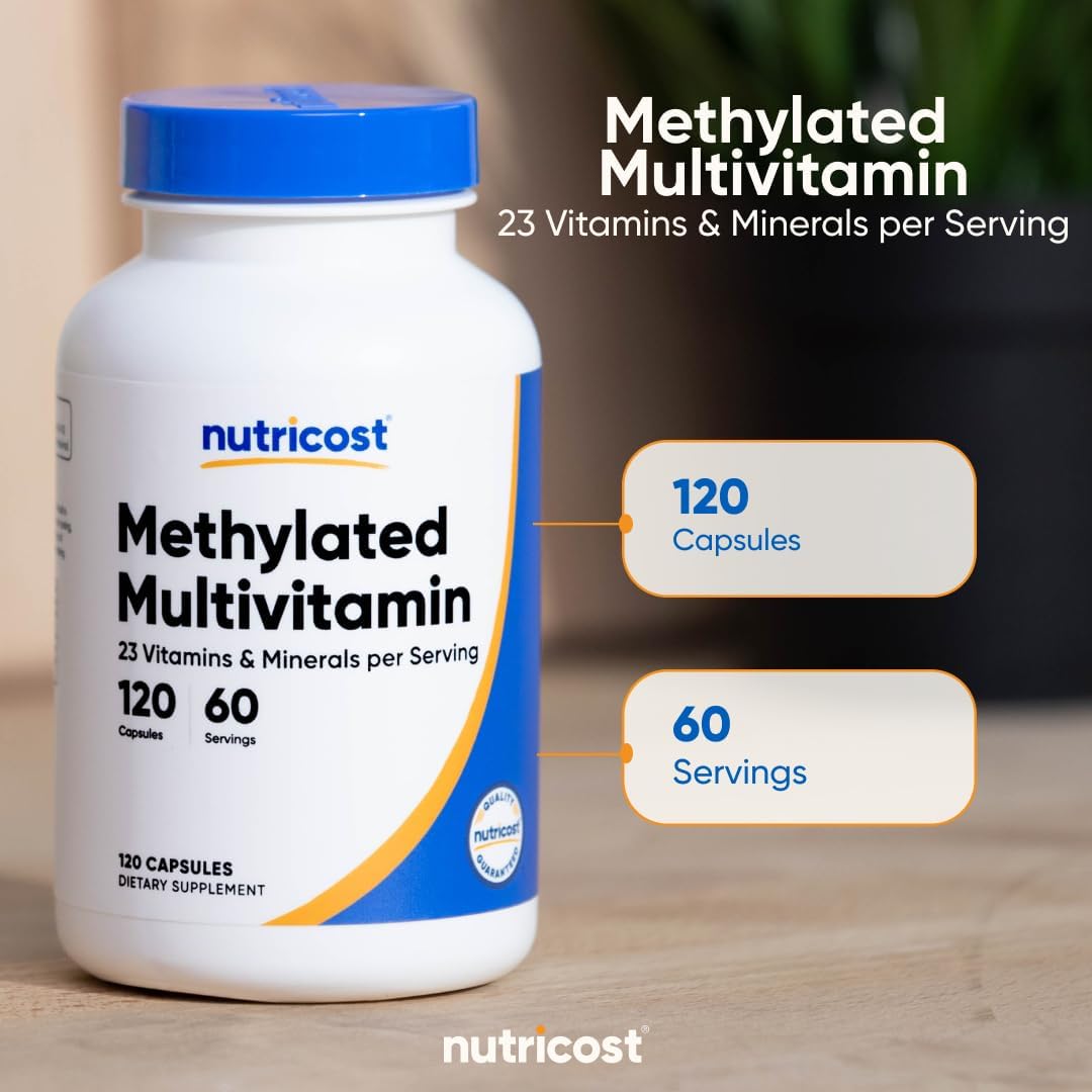 Nutricost Methylated Multivitamin - 23 Essential Vitamins & Minerals, 120 Capsules, 60 Servings, Gluten-Free
