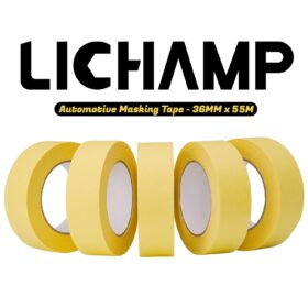 Lichamp 10-Pack Automotive Refinish Masking Tape - 1.4" x 60 Yards (600 Total Yards), Yellow Crepe Paper Painters Tape for Car Body Work, Heat Resistant Up to 250°F