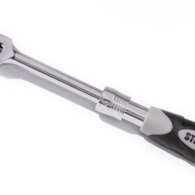 Steelman Pro 1/4-Inch Drive 72-Tooth Flex-Head Ratchet Set - Extendable 6.75-8.75 Inch, Heat-Treated Cr-V Steel, Quick Release, Ergonomic Grip - Professional Mechanic Tool for Auto Repair & Confined Spaces