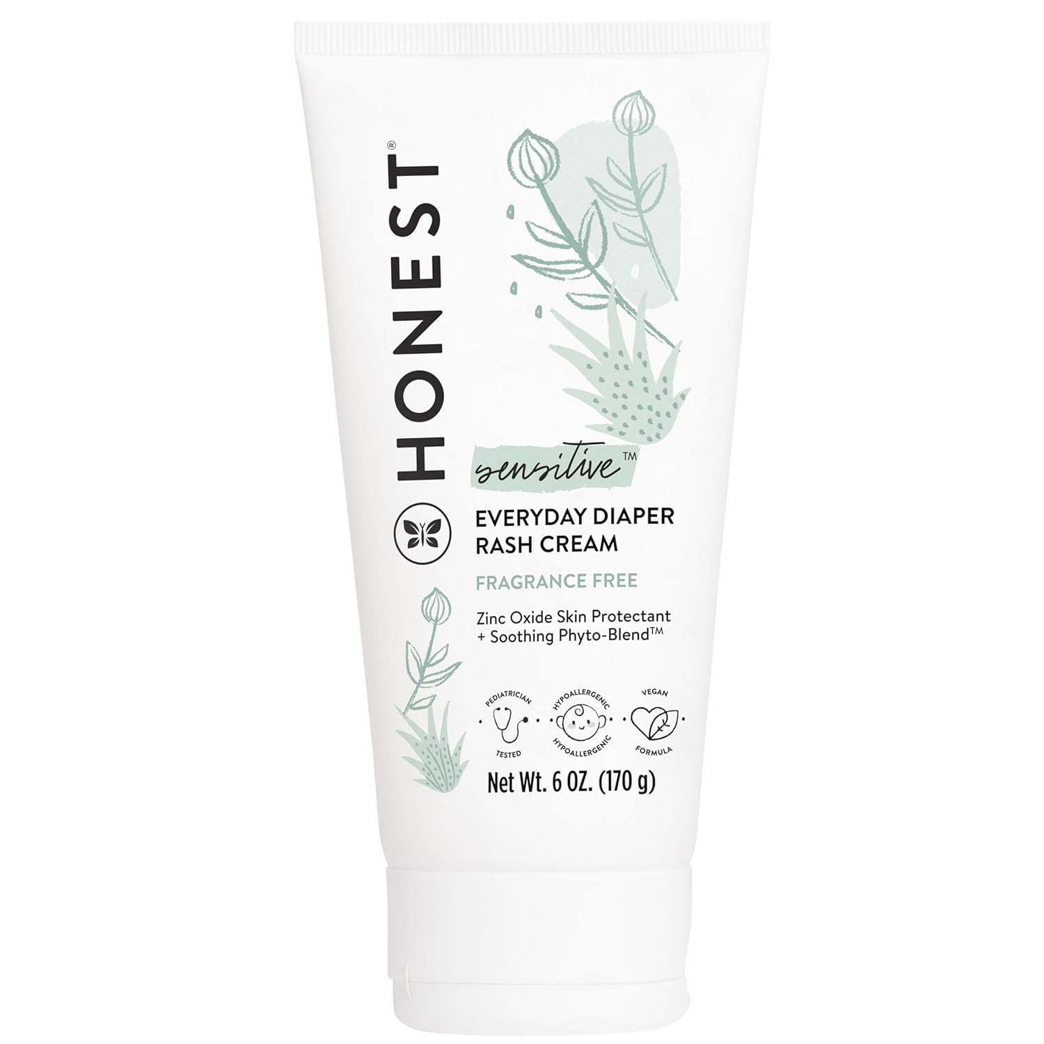 The Honest Company Hypoallergenic Diaper Rash Cream with Zinc Oxide - Soothing Moisturizing Ointment for Baby, NEA Recognized, Cruelty-Free, 6 oz Value Size