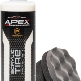 APEX Acrylic Tire Shine – 16oz Long-Lasting Quick-Dry Tire Dressing with Applicator – Anti-Sling Formula – Prevents Tire Browning – Easy Application