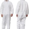 Greenour Heavy-Duty Disposable Microporous Hazmat Coveralls - Breathable Protective Paint Suit, White, XL