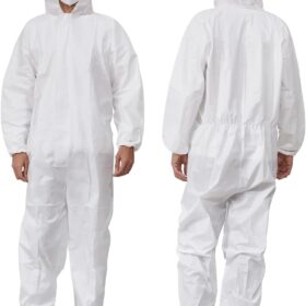 Greenour Heavy-Duty Disposable Microporous Hazmat Coveralls - Breathable Protective Paint Suit, White, XL