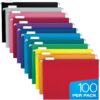 Pendaflex Colored Hanging File Folders - Letter Size, 1/5 Cut Adjustable Tabs, 100 Pack Assorted Colors
