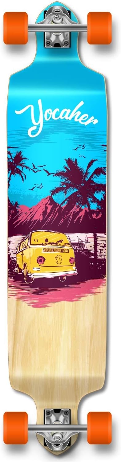 Yocaher Drop Down Complete Longboard - 41.25" x 10" Maple Wood Deck with Premium Black Grip Tape, 7" Aluminum Trucks, ABEC-9 Bearings, 71mm Wheels - Perfect for Cruising, Carving & Downhill