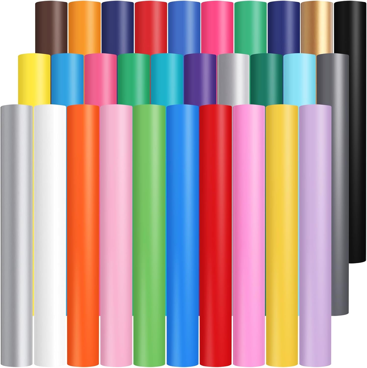 Honoson 30 Pack Permanent Vinyl Rolls - 12" x 5ft Waterproof Self-Adhesive Vinyl for Cricut, Car Decals, Home Decor, Mug & DIY Craft Projects