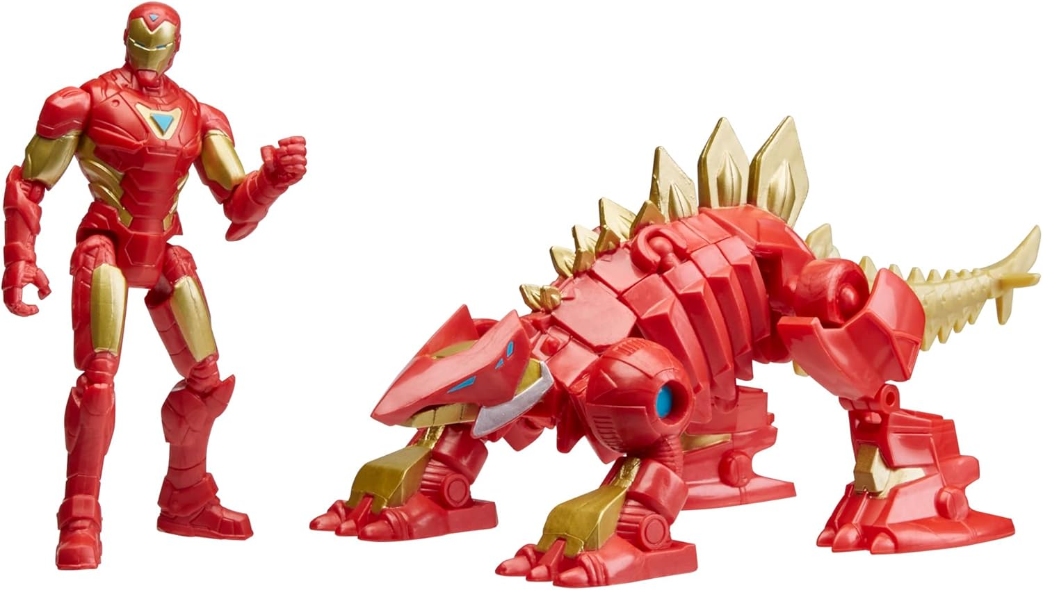 Marvel Mech Strike Iron Stomper Mechasaur - 4-Inch Iron Man Action Figure with Transformable Dinosaur Mech Suit, Blaster & Projectile Toy for Kids Ages 4+