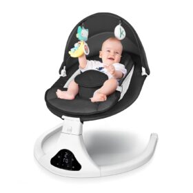 Portable Electric Baby Swing with Bluetooth & Remote - 5 Speed Rocker for Infants (Black)