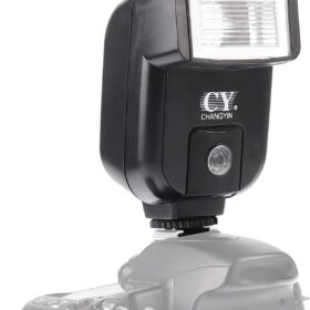 FocusFoto YINYAN CY-20 Universal Hot Shoe Flash Speedlite - Compact DSLR Speedlight with Sync Port for Nikon Canon Panasonic Olympus Pentax Sony Alpha