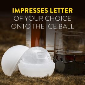 2-Pack Premium Monogram Whiskey Ice Ball Maker Mold – Silicone Sphere Ice Cube Mold with Letter Engraving for Cocktails, Old Fashioned & Bourbon – Easy Release, No Leak Design (Letter E)