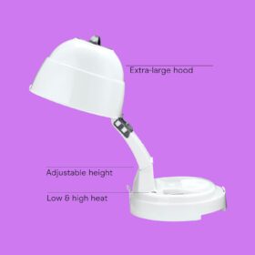 Salon-Style Professional Ionic Bonnet Hair Dryer - 1875W Adjustable Height with Extra-Large Hood for Deep Conditioning & All Hair Types