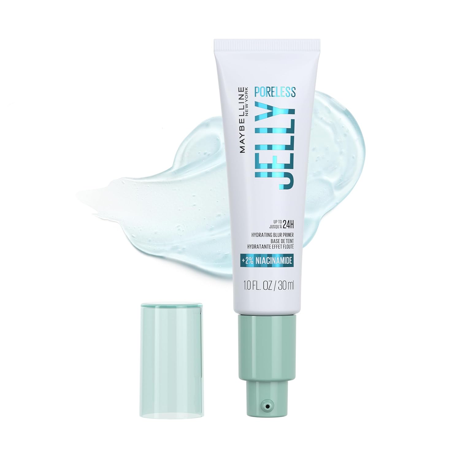 Maybelline Poreless Jelly Primer - 24HR Hydrating Blur Primer with 2% Niacinamide, Clear, Weightless Pore-Minimizing Makeup Base for All Skin Types