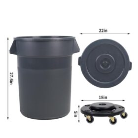 Heavy-Duty 32 Gallon Outdoor Trash Can with Wheels & Secure Snap Lid - Ergonomic Handle Design for Easy Maneuvering in Backyard, Garage, or Workshop