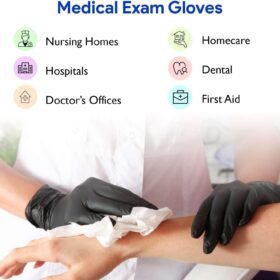 ProCure Max Black Nitrile Disposable Gloves - 200 Count, Latex-Free, Powder-Free, Heavy Duty for Medical, Food Service, Cleaning, Tattoo