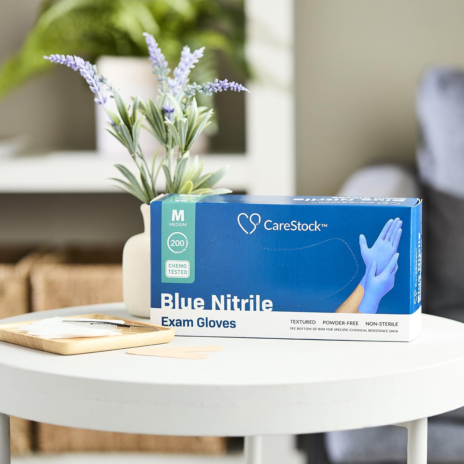 CareStock Blue Nitrile Exam Gloves - 200 Count, Powder-Free, Latex-Free, Food Safe, Medical Grade, Chemo-Tested, Medium