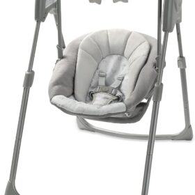 Graco Slim Spaces Compact Baby Swing with Portable Fold, Adjustable Legs & Soft Toys, Reign