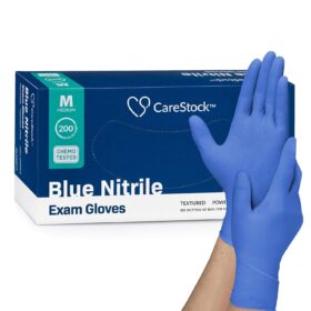 CareStock Blue Nitrile Exam Gloves - 200 Count, Powder-Free, Latex-Free, Food Safe, Medical Grade, Chemo-Tested, Medium