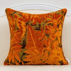 Alerfa Orange Maple Leaf Velvet Throw Pillow Cover 18x18 Inch Luxury Embroidered Cushion Case for Couch Sofa Bedroom Car