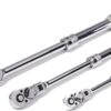 Steelman Pro 72-Tooth Flex-Head Ratchet Set - 3-Piece Chrome Vanadium Socket Ratchet Kit with Extendable Handles (1/4, 3/8, 1/2 Inch)