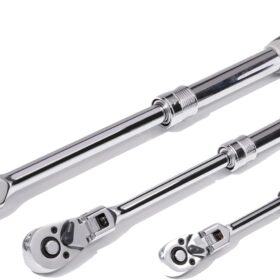 Steelman Pro 72-Tooth Flex-Head Ratchet Set - 3-Piece Chrome Vanadium Socket Ratchet Kit with Extendable Handles (1/4, 3/8, 1/2 Inch)
