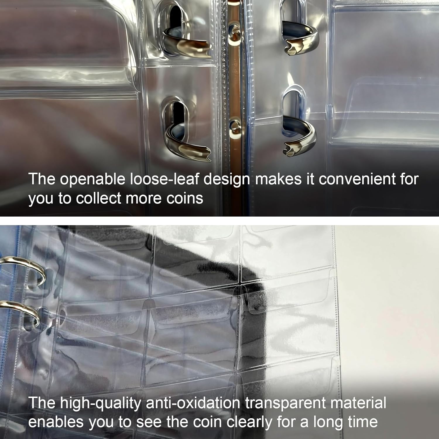 Premium 360 Pockets Coin Collection Book - Fireproof Album Holder with Anti-Static Sleeves for Numismatic Collectors (17-30mm Coins) - Black