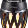 DIKAOU 96-LED Flame Table Lamp with Bluetooth Speaker, Rechargeable Waterproof Outdoor Lantern with Flickering Warm Light for Patio Garden Porch Decor - Perfect Gift