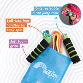 Anna's Rainbow Rope - Kids Jump Rope with Soft Foam Handles, Durable Skip Rope for Children - Vibrant Outdoor Exercise Toy for Playground & Backyard