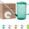 Long Spout Watering Can for Indoor Plants - 33.8oz Small Garden Watering Can with Measuring Markings, Translucent Design for House Plants, Succulents & Flowers (Green)