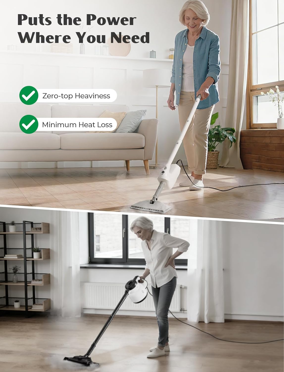 PureSwirlz 10-in-1 Steam Mop & Handheld Cleaner - 1200W Powerful Floor Steamer with 350ml Tank, 248°F Steam, Carpet Glider, Multi-Surface Cleaning Kit for Hardwood, Tile, Grout, Windows & More
