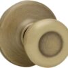 Kwikset Tylo Antique Brass Interior Passage Door Knob - Non-Locking Closet & Hallway Door Handle with Microban Antimicrobial Protection