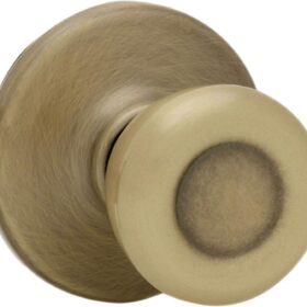 Kwikset Tylo Antique Brass Interior Passage Door Knob - Non-Locking Closet & Hallway Door Handle with Microban Antimicrobial Protection