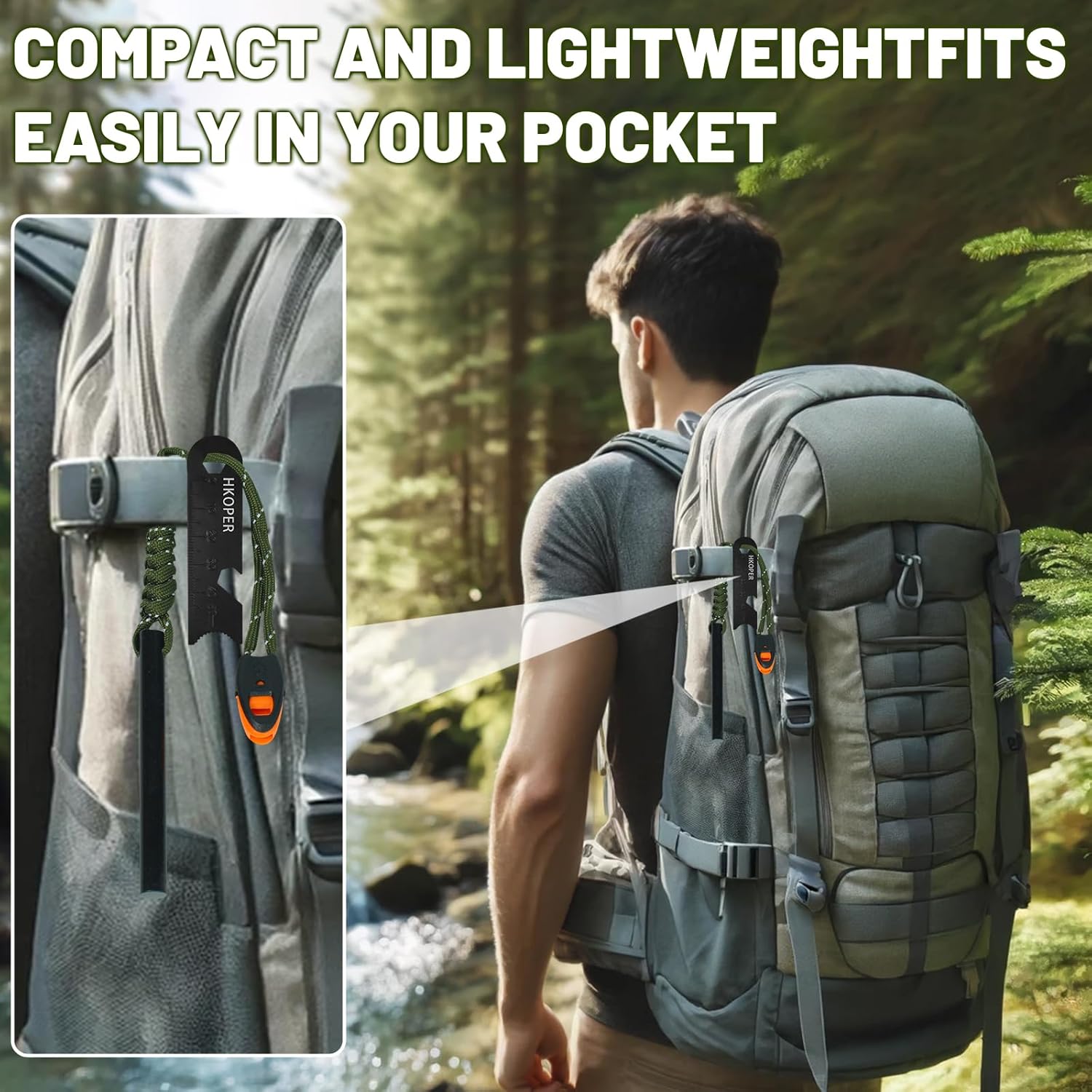 Premium Ferro Rod Fire Starter Kit - 4-Inch Flint Steel Survival Tool with Multi-Tool Scraper, Paracord & Whistle for Camping, Hiking & Emergency Preparedness