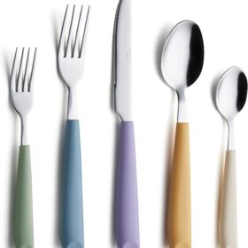 ANNOVA 20-Piece Stainless Steel Flatware Set with Colorful Handles - Dinner Knives, Forks, Spoons for 4 Settings - Morandi Mix