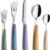 ANNOVA 20-Piece Stainless Steel Flatware Set with Colorful Handles - Dinner Knives, Forks, Spoons for 4 Settings - Morandi Mix