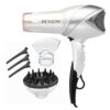 REVLON Infrared Hair Dryer with Diffuser & Concentrator - 1875W Professional Ionic Ceramic Blow Dryer for Frizz Control & Shine, Salon-Quality Styling Tools (White)