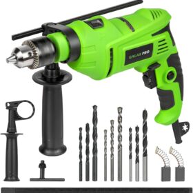 GALAX PRO 7A 850W 2-in-1 Hammer Drill - Variable Speed 0-3000 RPM, 13mm Metal Chuck, 360° Auxiliary Handle, 13 Pc Bit Set for Concrete, Metal & Wood